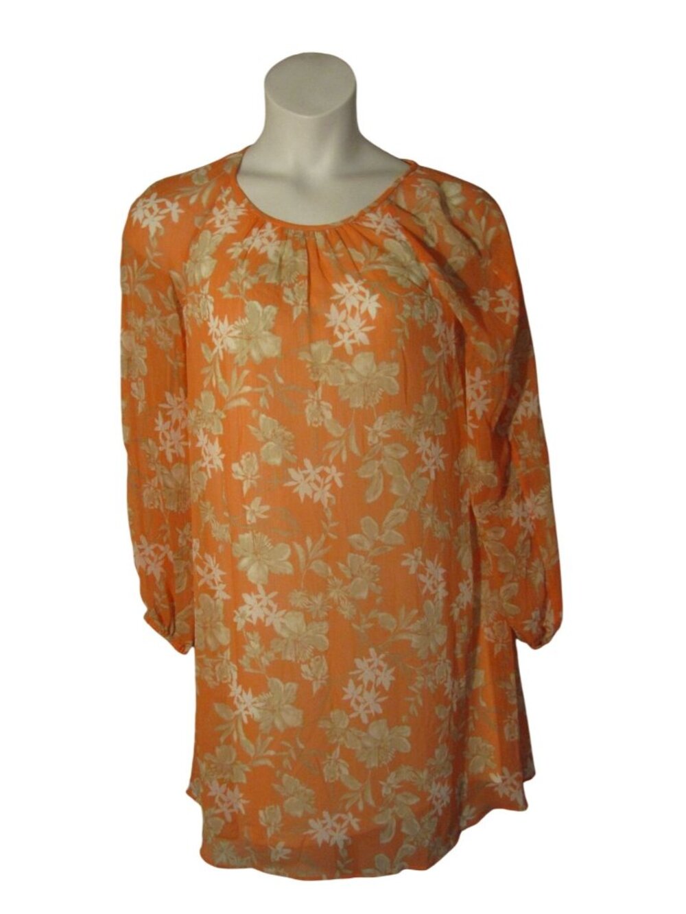 Tommy Hilfiger 12 Coral Beige White Floral Dress